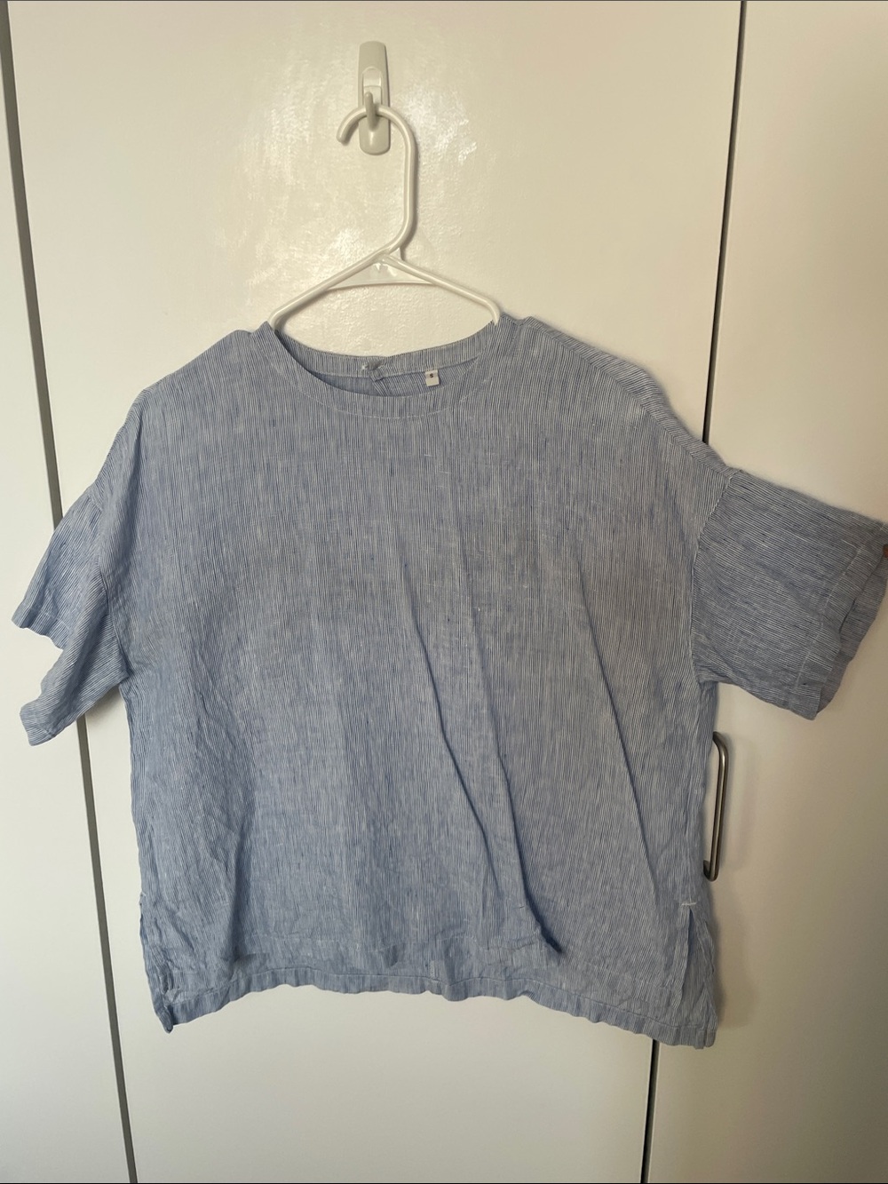 Muji Light Blue Boxy Linen 100% cotton Top